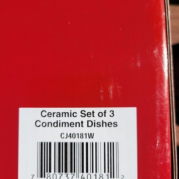 Holiday Themed Ceramic Condiment Dishes Set of 3 New In Box - Picture 7 of 8